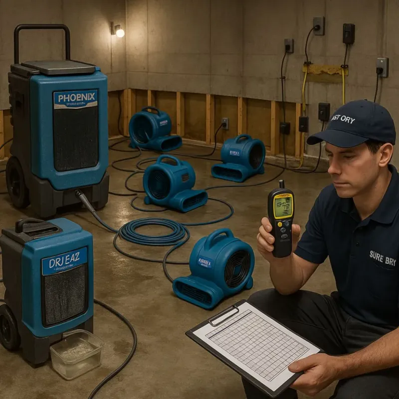 Structural Drying and Dehumidification process in Leslie, MI